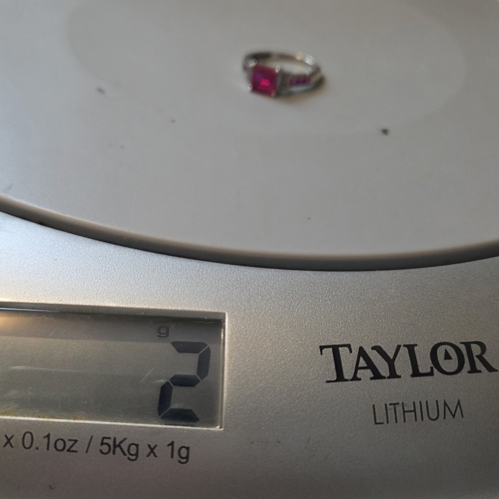 Lab Created Ruby White Gold Ring - image 2